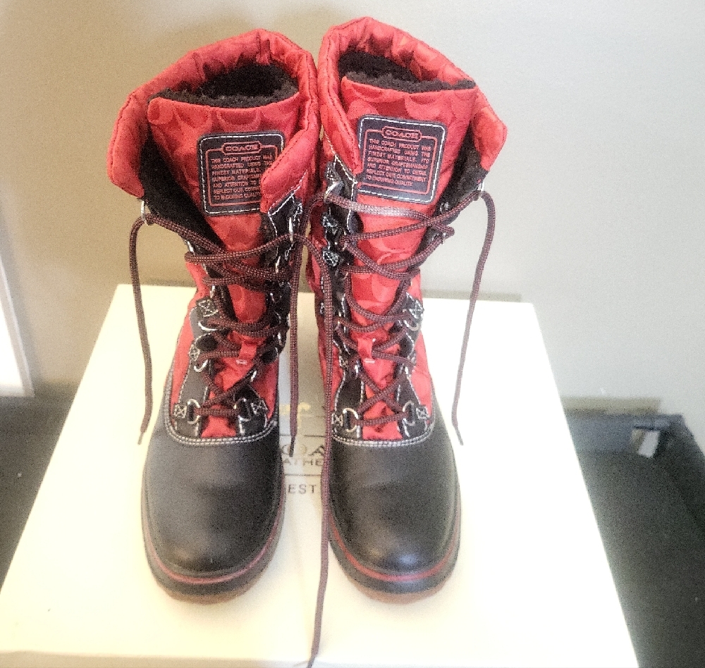 Coach Red and Black Winter Boots
